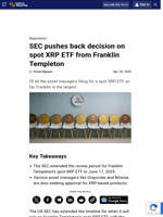 SEC pushes back decision on spot XRP ETF from Franklin Templeton