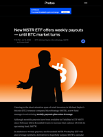 New MSTR ETF offers weekly payouts — until BTC market turns