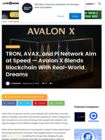 TRON, AVAX, and Pi Network Aim at Speed — Avalon X Blends Blockchain With Real-World Dreams | Live Bitcoin News