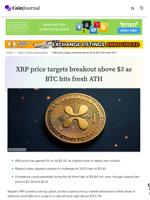 XRP price targets breakout above $3 as BTC hits fresh ATH - CoinJournal