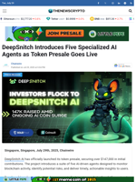 DeepSnitch Introduces Five Specialized AI Agents as Token Presale Goes Live - TheNewsCrypto