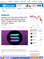 Solana Co-Founder Under Fire For Calling Memecoins And NFTs “Digital Slop” With No Intrinsic Value ⋆ ZyCrypto