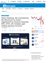 Poain Staking: No Complexity, No Minimum to enter, registered to receive rewards, BTC, ETH, LTC holders get stable passive income