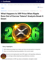 What Happens to XRP Price When Ripple Runs Out of Escrow Tokens? Analysts Break It Down