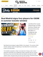 Real Madrid signs four players for €80M in summer transfer window