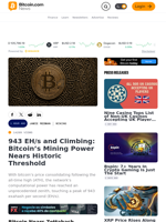 943 EH/s and Climbing: Bitcoin’s Mining Power Nears Historic Threshold – Mining Bitcoin News