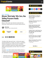 Bitcoin 'Risk Index' Hits Zero, Has Selling Pressure Finally Exhausted?