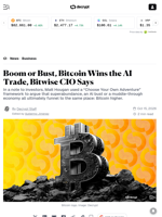 Boom or Bust, Bitcoin Wins the AI Trade, Bitwise CIO Says - Decrypt
