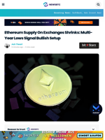 Ethereum Supply On Exchanges Shrinks: Multi-Year Lows Signal Bullish Setup