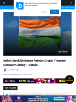 Indian Stock Exchange Rejects Crypto Treasury Company Listing - Details