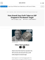 Peter Brandt Says Profit Taken as XRP Dropped to His Bearish Target