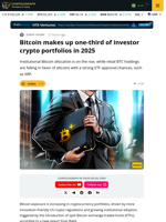 Bitcoin Accounts For One-Third of Investor Crypto Portfolios in 2025