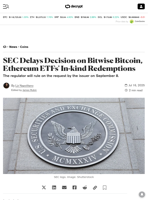 SEC Delays Decision on Bitwise Bitcoin, Ethereum ETFs' In-kind Redemptions - Decrypt