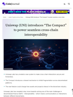 Uniswap (UNI) introduces “The Compact” to power seamless cross-chain interoperability - CoinJournal