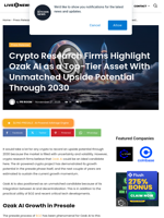 Crypto Research Firms Highlight Ozak AI as a Top-Tier Asset With Unmatched Upside Potential Through 2030 | Live Bitcoin News