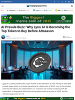 AI Presale Buzz: Why Lyno AI Is Becoming the Top Token to Buy Before Altseason
