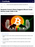 Benjamin Cowen’s Memo Suggests Bitcoin Could Bottom Under $45K in Q4