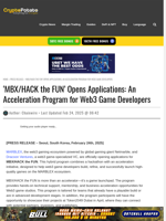 'MBX/HACK the FUN' Opens Applications: An Acceleration Program for Web3 Game Developers