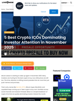 5 Best Crypto ICOs Dominating Investor Attention in November 2025 | Live Bitcoin News