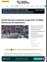 South Korea's exports surge 53% in May, driven by AI chip boom