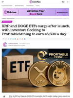 XRP and DOGE ETFs surge after launch, with investors flocking to ProfitableMining to earn $3,500 a day. - Coinfea