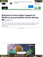Ethereum Forms Major Support at $3,150 as Accumulation Grows Strong - U.Today