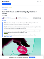 Will Justin Sun’s TRON Price Hit New Highs By Christmas?