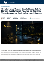 Crypto News Today: Ripple Expands Into Korean Institutional Finance as Remittix Tests Consumer-Facing Payment Routes - TechBullion