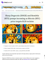 Sharp Dogecoin (DOGE) and Remittix (RTX) pumps incoming as Bitcoin (BTC) price targets $120 reclaim - CoinJournal