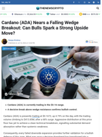 Cardano (ADA) Nears a Falling Wedge Breakout: Can Bulls Spark a Strong Upside Move?