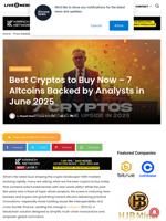 Best Cryptos to Buy Now – 7 Altcoins Backed by Analysts in June 2025 | Live Bitcoin News