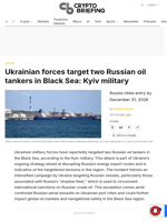 Ukrainian forces target two Russian oil tankers in Black Sea: Kyiv military
