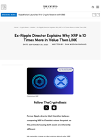 Ex-Ripple Director Explains Why XRP is 10 Times More in Value Then LINK