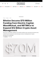 Bitwise Secures $70 Million Funding from Electric Capital, MassMutual, and MITIMCo to Expand $12 Billion Crypto Asset Management - 