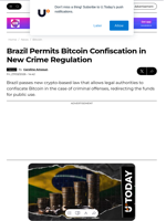Brazil Permits Bitcoin Confiscation in New Crime Regulation - U.Today