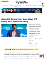 OpenAI’s Sam Altman downplays IPO timing after Anthropic filing