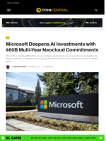 Microsoft Deepens AI Investments with $60B Multi-Year Neocloud Commitments - CoinCentral