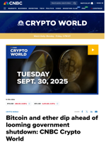 Bitcoin and ether dip ahead of looming government shutdown: CNBC Crypto World