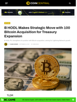 B HODL Makes Strategic Move with 100 Bitcoin Acquisition for Treasury Expansion