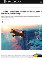 ZachXBT Questions MemeCore’s $6B Rank & Insider-Heavy Supply - DailyCoin