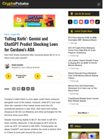 'Falling Knife': Gemini and ChatGPT Predict Shocking Lows for Cardano's ADA