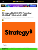 Strategy Adds 301K BTC Recording $5.8B BTC Gains in Q1 2025