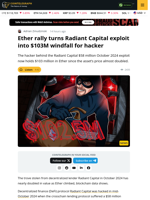 ETH rally turns Radiant Capital exploit into $103M trade