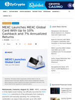 MEXC Launches MEXC Global Card With Up to 10% Cashback and 7% Annualized Returns ⋆ ZyCrypto