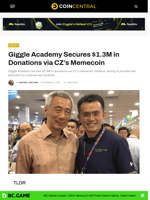 Giggle Academy Secures $1.3M in Donations via CZ’s Memecoin - CoinCentral