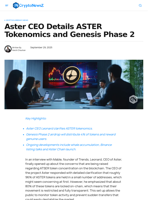 Aster CEO Details ASTER Tokenomics and Genesis Phase 2