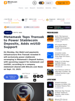 Metamask Taps Transak to Power Stablecoin Deposits, Adds mUSD Support – Crypto News Bitcoin News