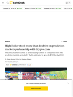 High Roller stock soars as much as 130% on Crypto.com prediction market agreement