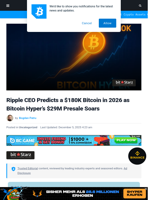 Ripple CEO’s $180K Bitcoin Price Prediction Fuels Bull Case for Bitcoin Hyper