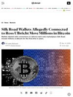 Silk Road Wallets Allegedly Connected to Ross Ulbricht Move Millions in Bitcoin - Decrypt